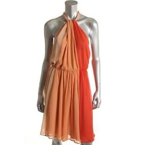 French Connection Orange Chiffon Dress - Size 10